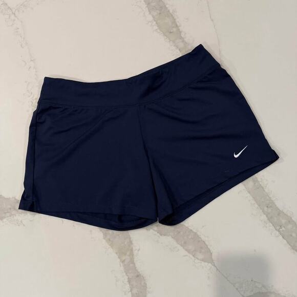 Nike Dri Fit Compression Activewear Shorts Women’s Size Large Navy Blue Running - Picture 1 of 6